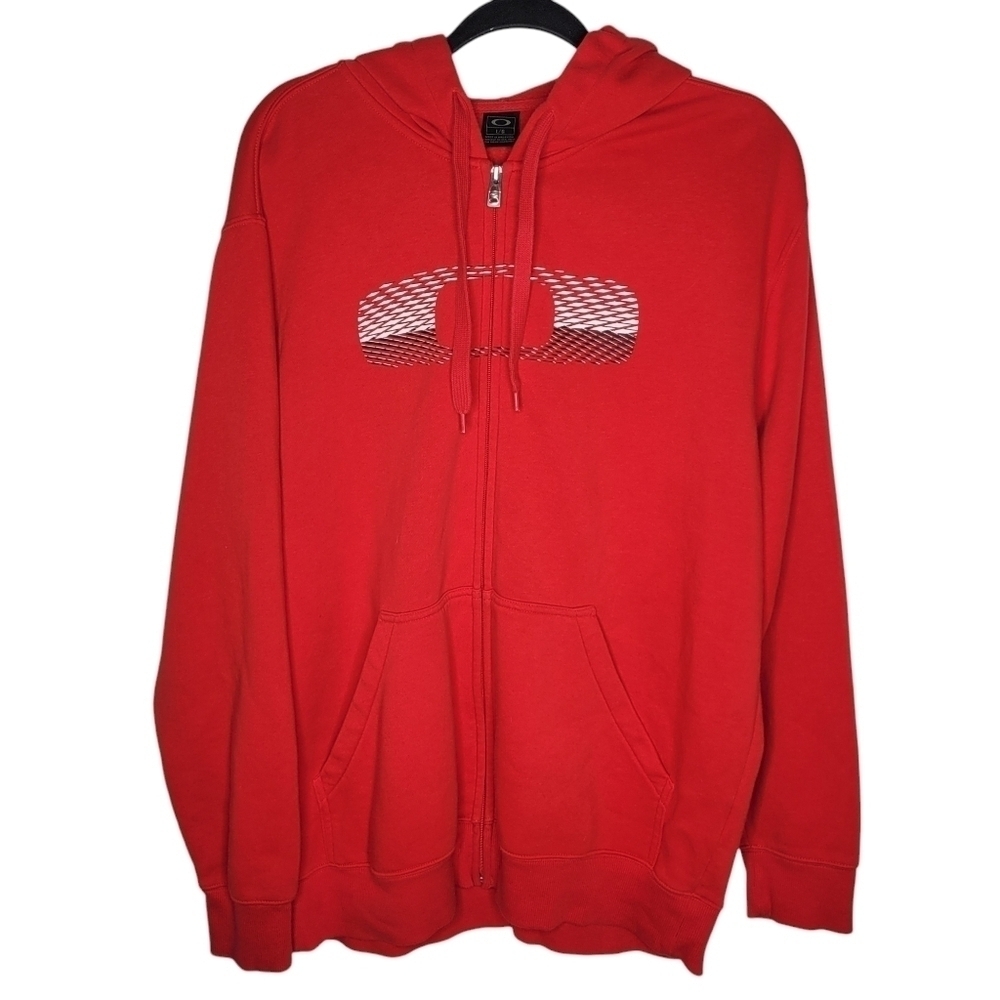Vintage Y2k Oakley Big O Zip Up Hooded Jacket in Red Size Large